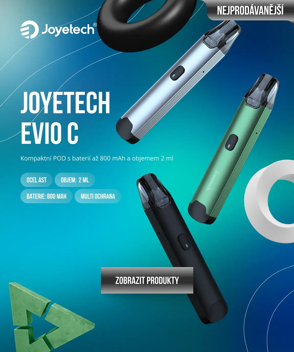 JOYETECH EVIO C: Kompaktní POD s baterií až 800 mAh a objemem 2 ml