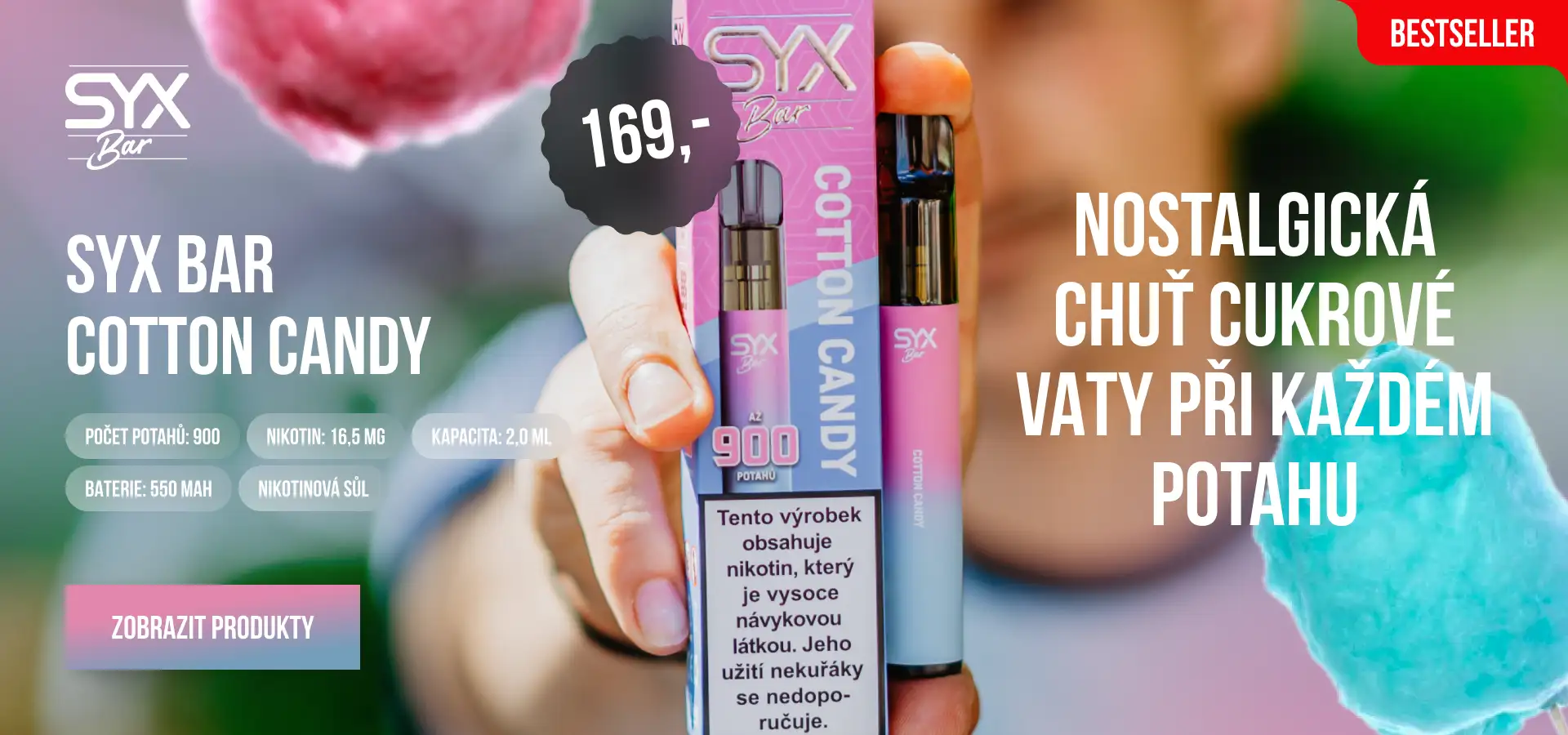 SYX BAR COTTON CANDY: Nostalgická chuť cukrové vaty při každém potahu